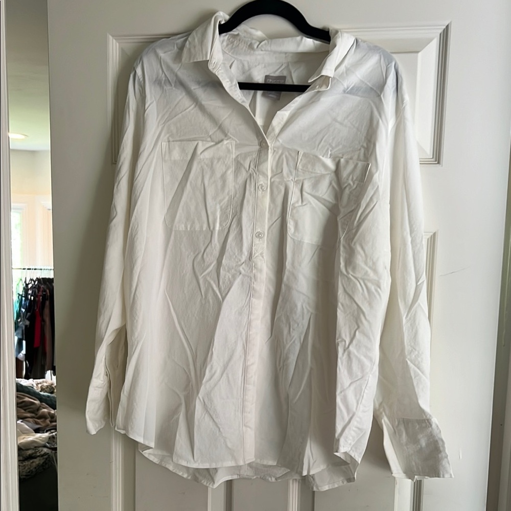 Chico's White Button Down Shirt Relaxed Fit